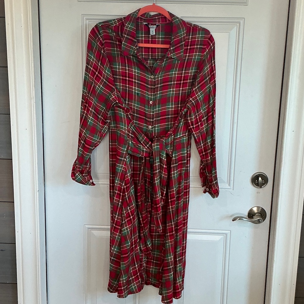 Plaid Button-Up Dress